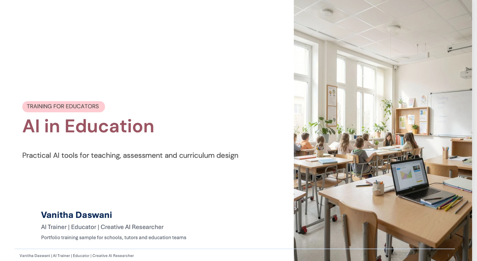 AI for Educators presentation title slide