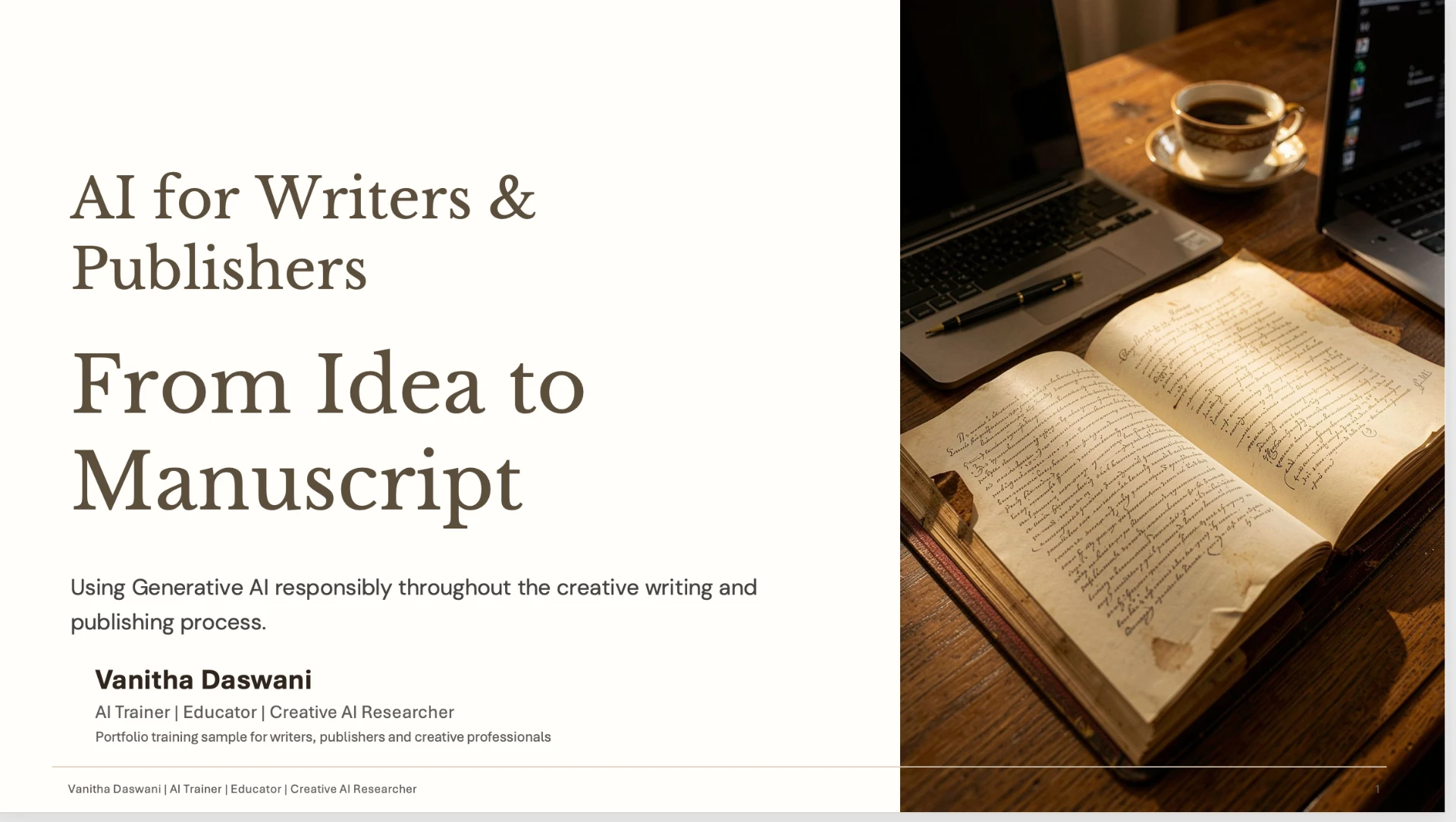 AI for Writers & Publishers presentation title slide